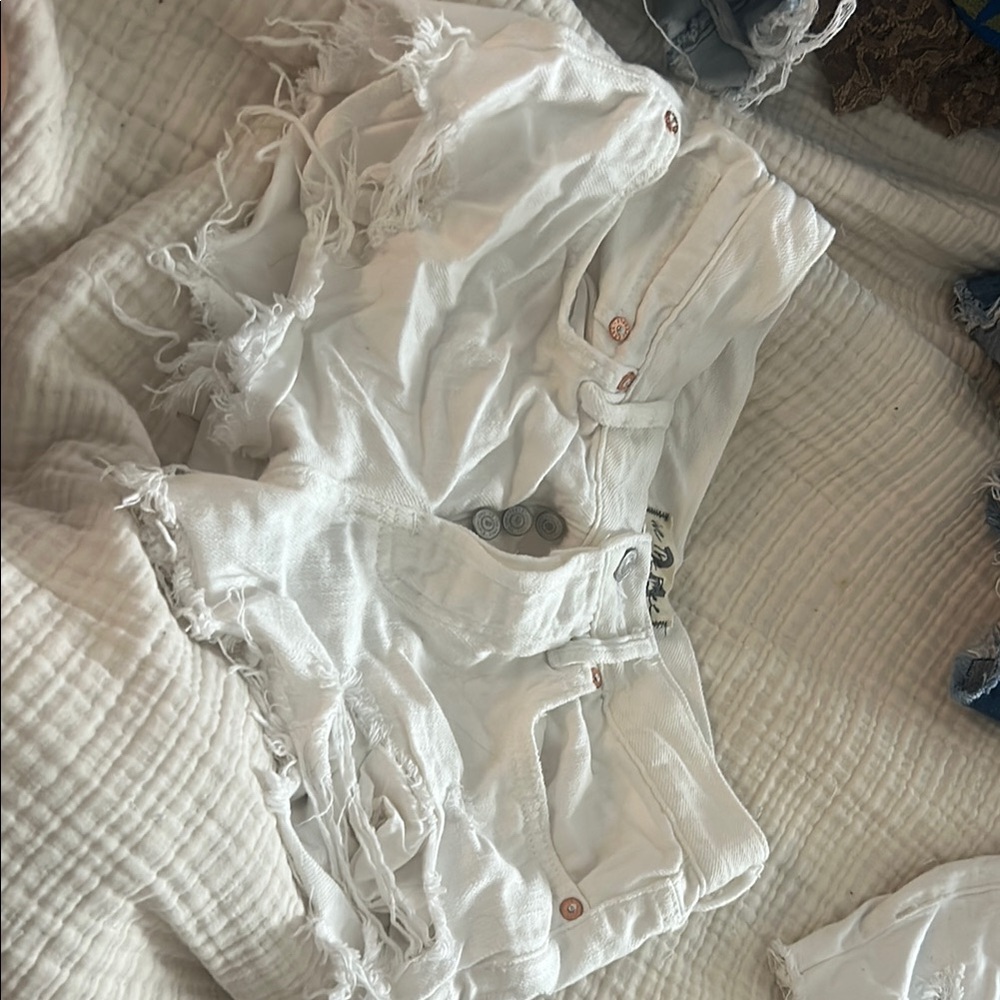 Free People White Jean Shorts